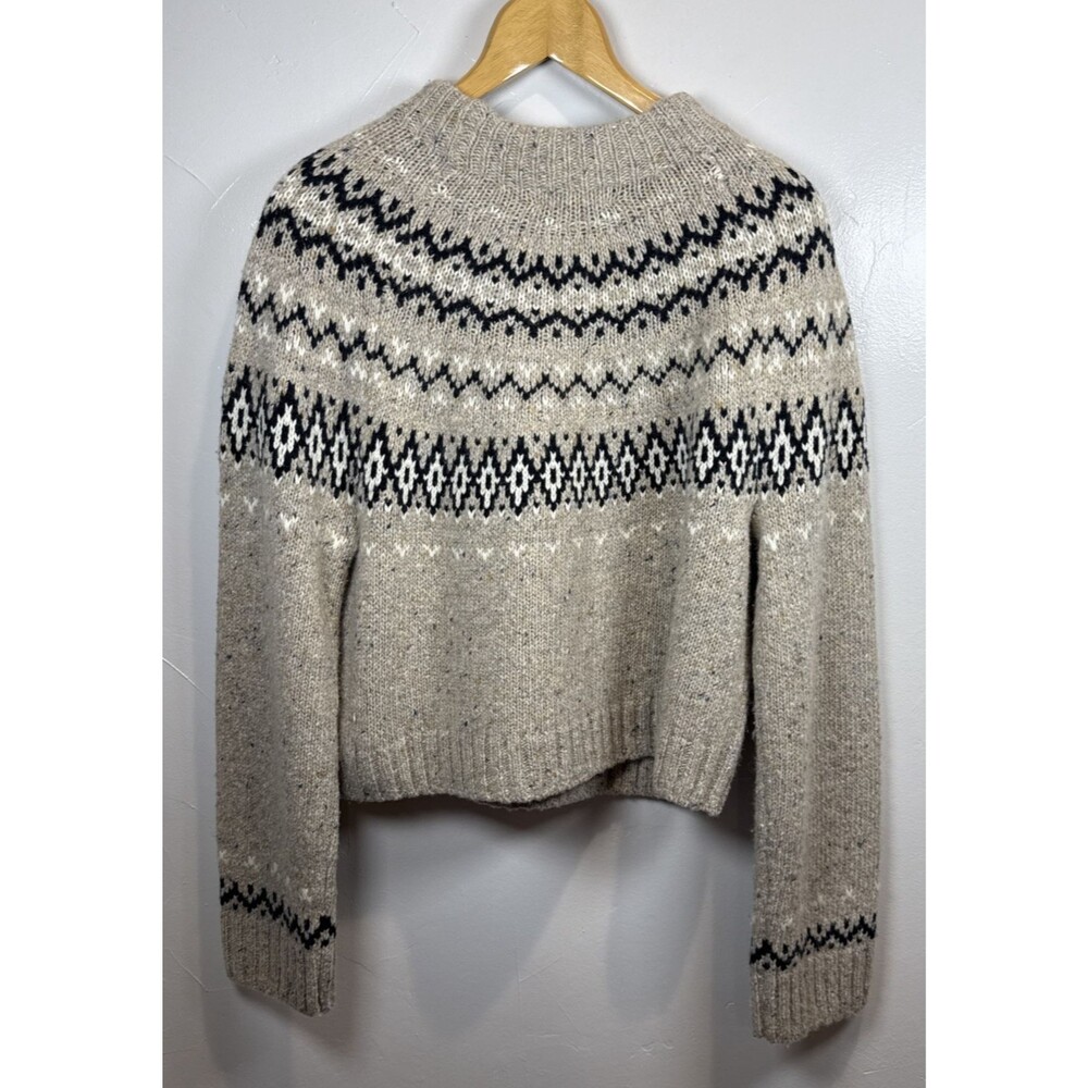 J. Crew Fair Isle Wide Mockneck Sweater Size Small Merino Lambswool Alpaca - Picture 3 of 9